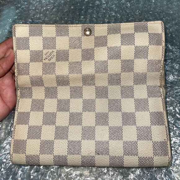 Louis Vuitton Damier Azur Coated Canvas Leather Sarah Long Wallet - Picture 3 of 13